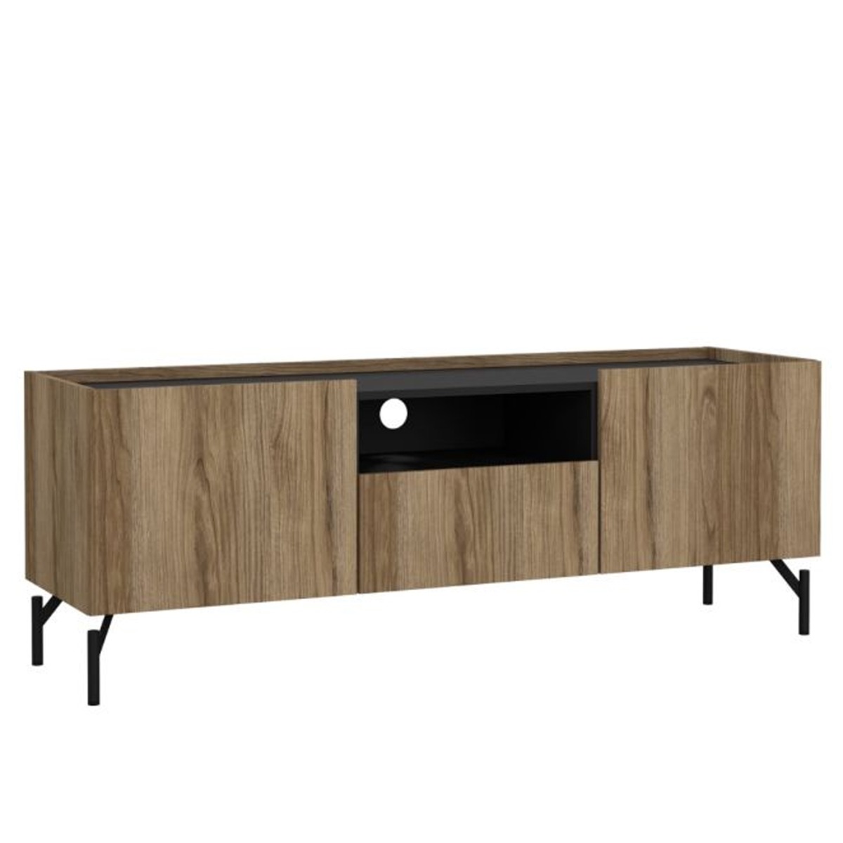 Donna 2 Doors TV Unit with Drawer - Oak and Black - Rosalind Collection