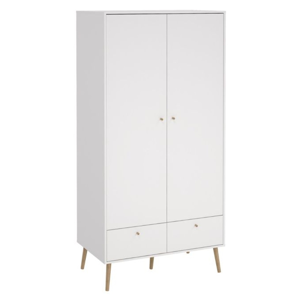 Wardrobe - COBALT 2 Door Wardrobe White 98.7cm - Rosalind Collection