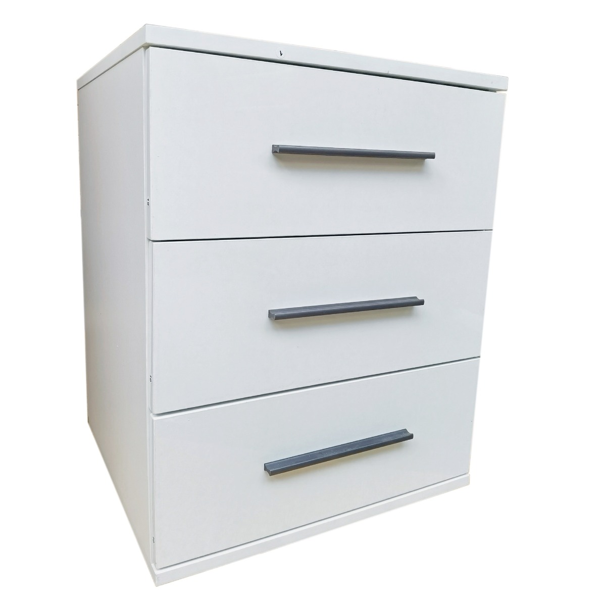 Bedside Table - WINSTEAD 3 Drawer Nightstand Matt White 45cm - Wimex Distribution
