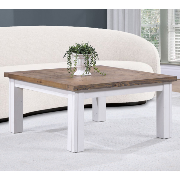 Splatter Reclaimed Wood Low Coffee Table - White - Vantage Point