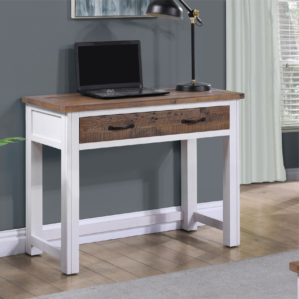 Splatter Reclaimed Wood Computer Desk with Pull Out Keyboard Tray - White - Vantage Point