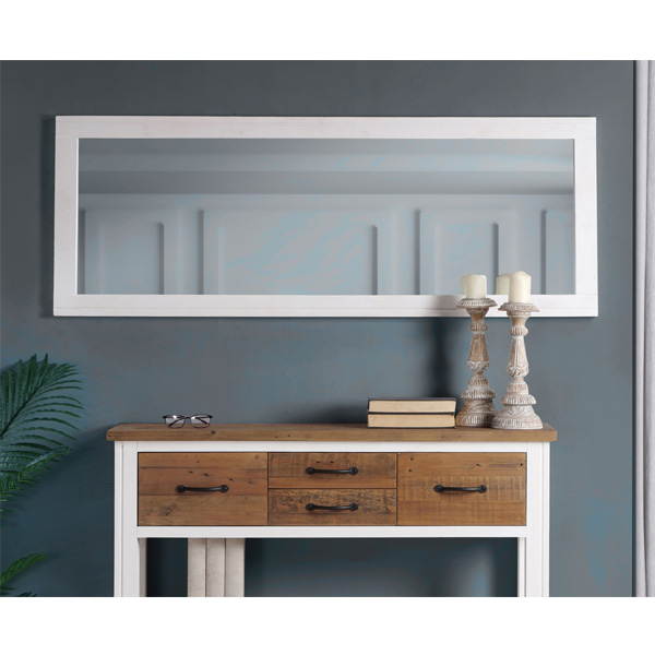 Splatter Reclaimed Wood Extra Long Wall Mirror - White - Vantage Point