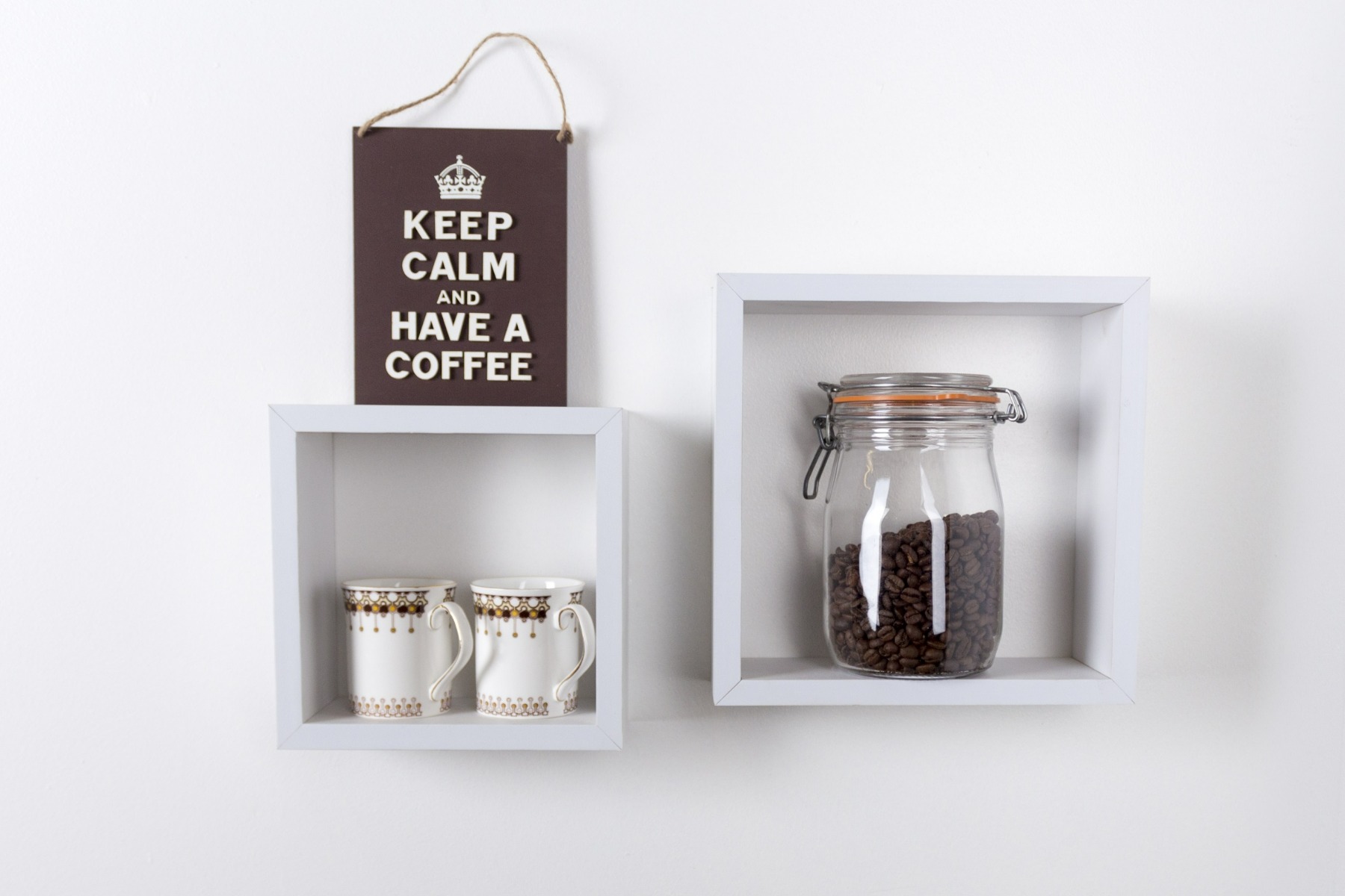 Hudson 2PC Floating Display Shelf Cubes - Matt White - Colton & Sawyer
