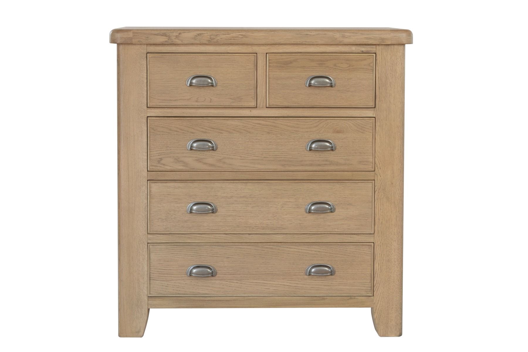 EDWARDIAN Oak Finish Chest of Drawers - Medium-sized, 5 Drawers - Kettle Homes