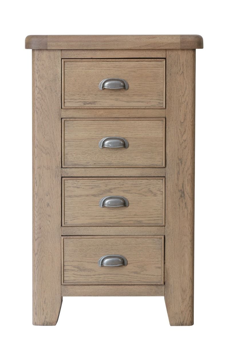 LUCKNOW Oak Finish Chest of Drawers - Small-sized, 4 Drawers - Kettle Homes