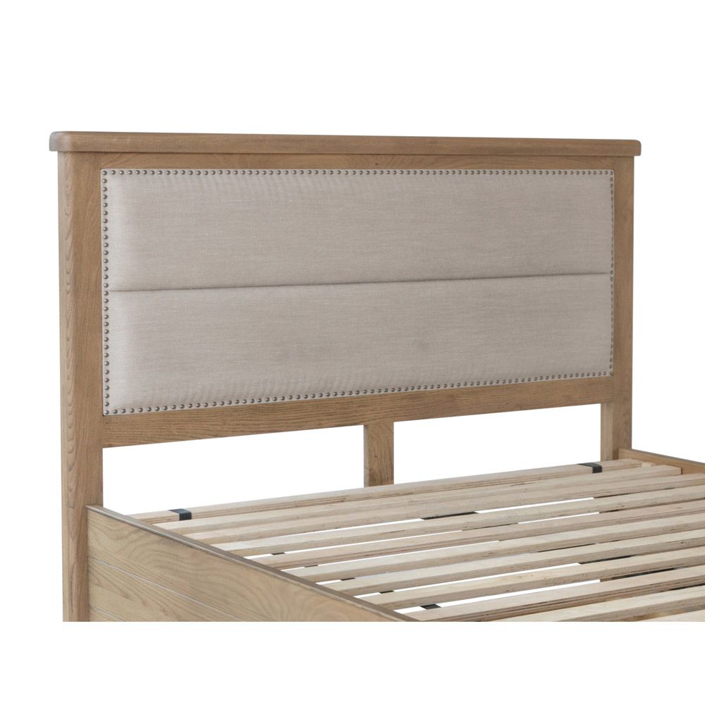 Norfolk Double Bed Fabric headboard - Somke Oak - Kettle Homes