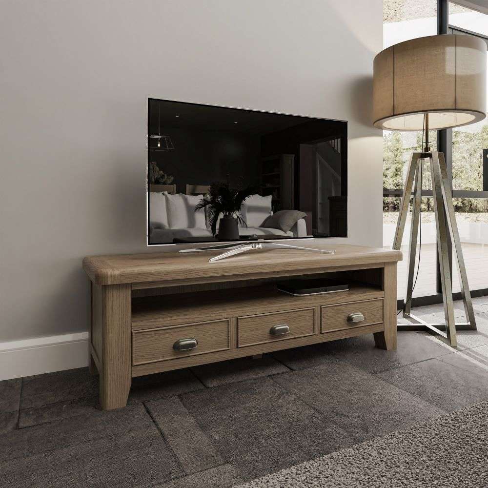 Norfolk Large TV Unit - Smoked Oak - Kettle Homes