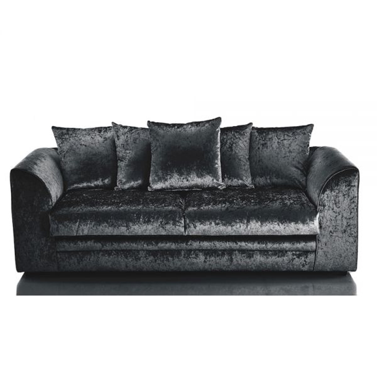Arabia Crushed Velvet 3 Seater Sofa - Black - Home Done