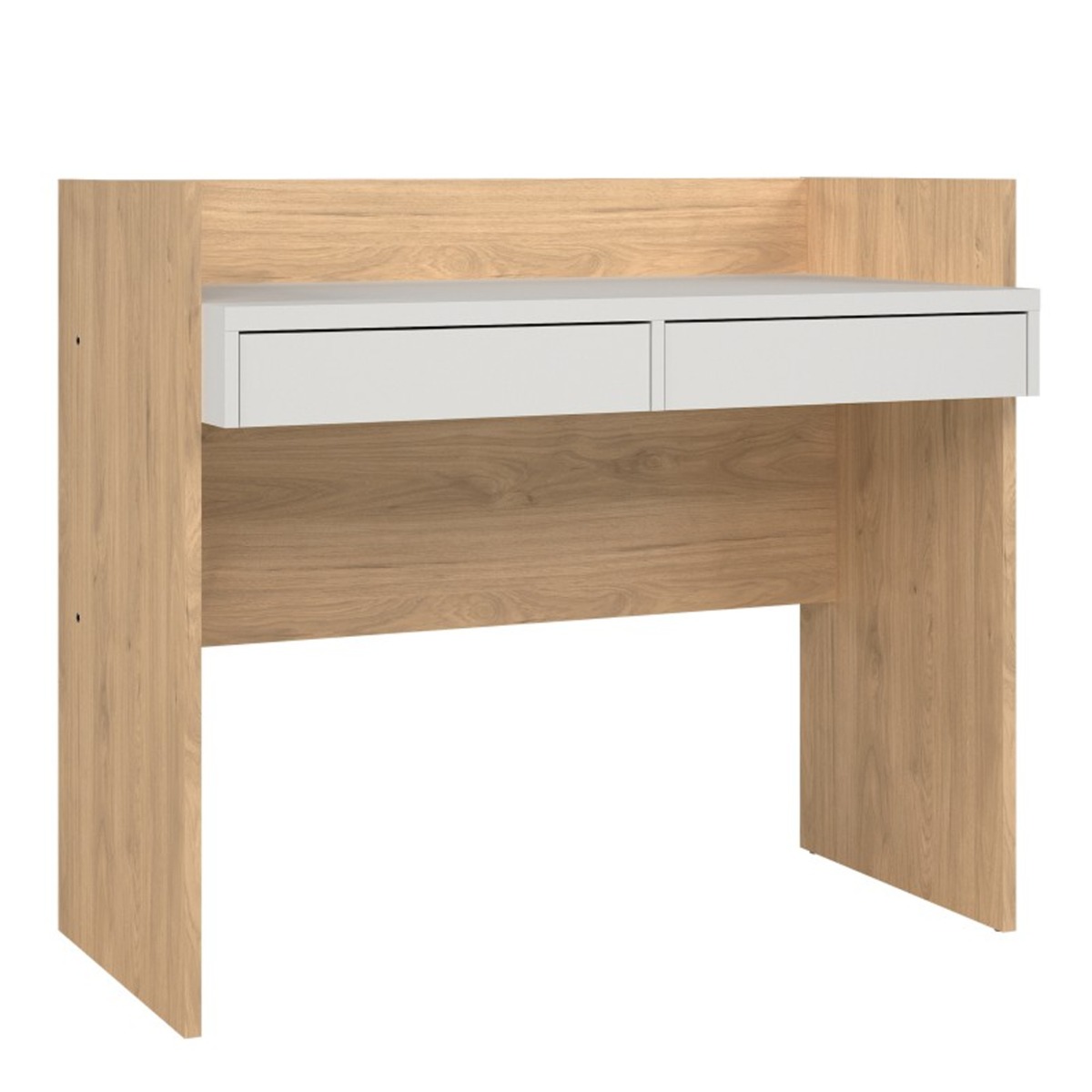 2 Drawers Classic Computer Desk - Oak with White - Rosalind Collection