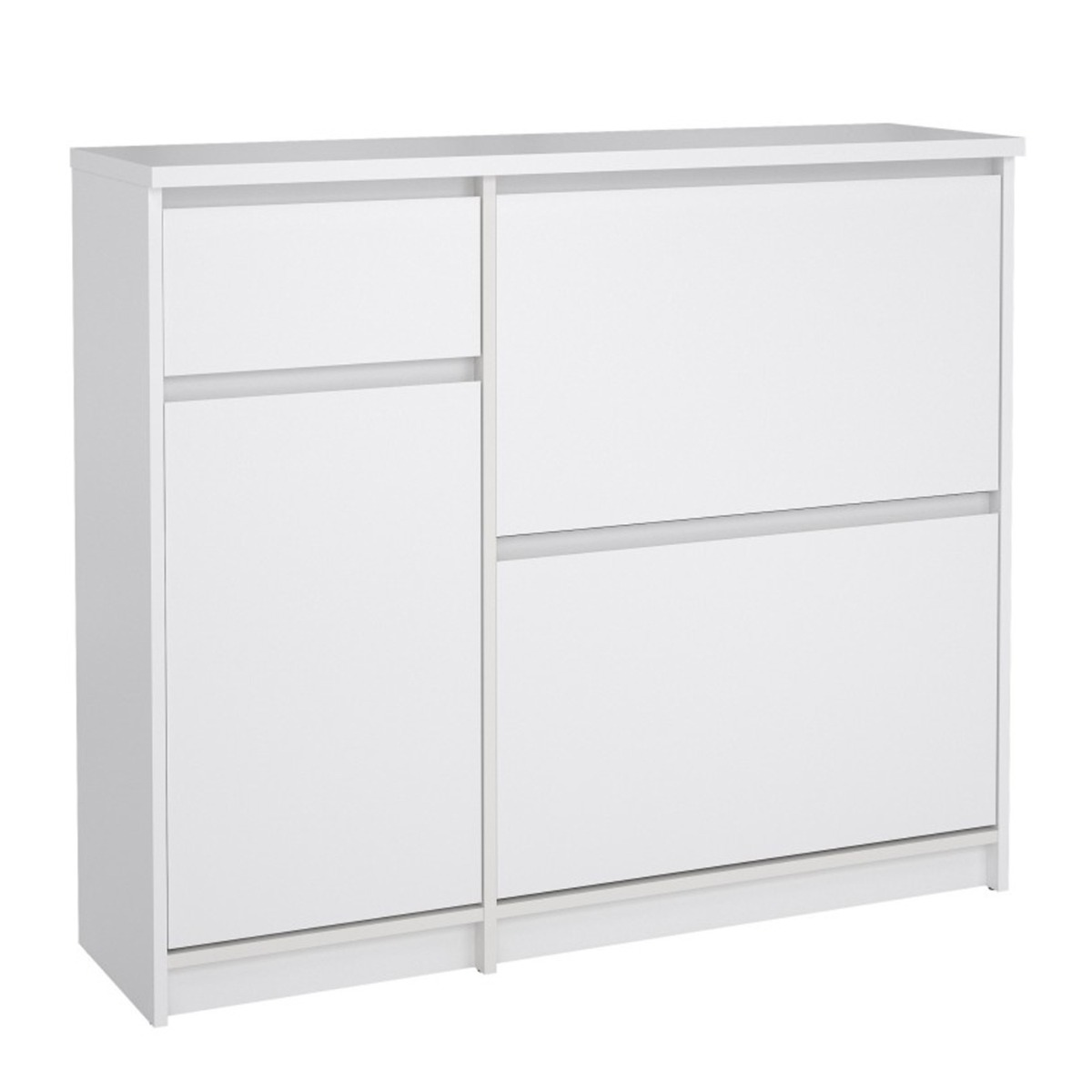 Lottie Shoe Cabinet with Door and Drawer - White High Gloss - Rosalind Collection