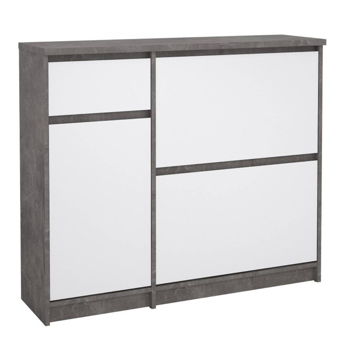 Lottie Shoe Cabinet with Door and Drawer - Concrete Front with High Gloss - Rosalind Collection
