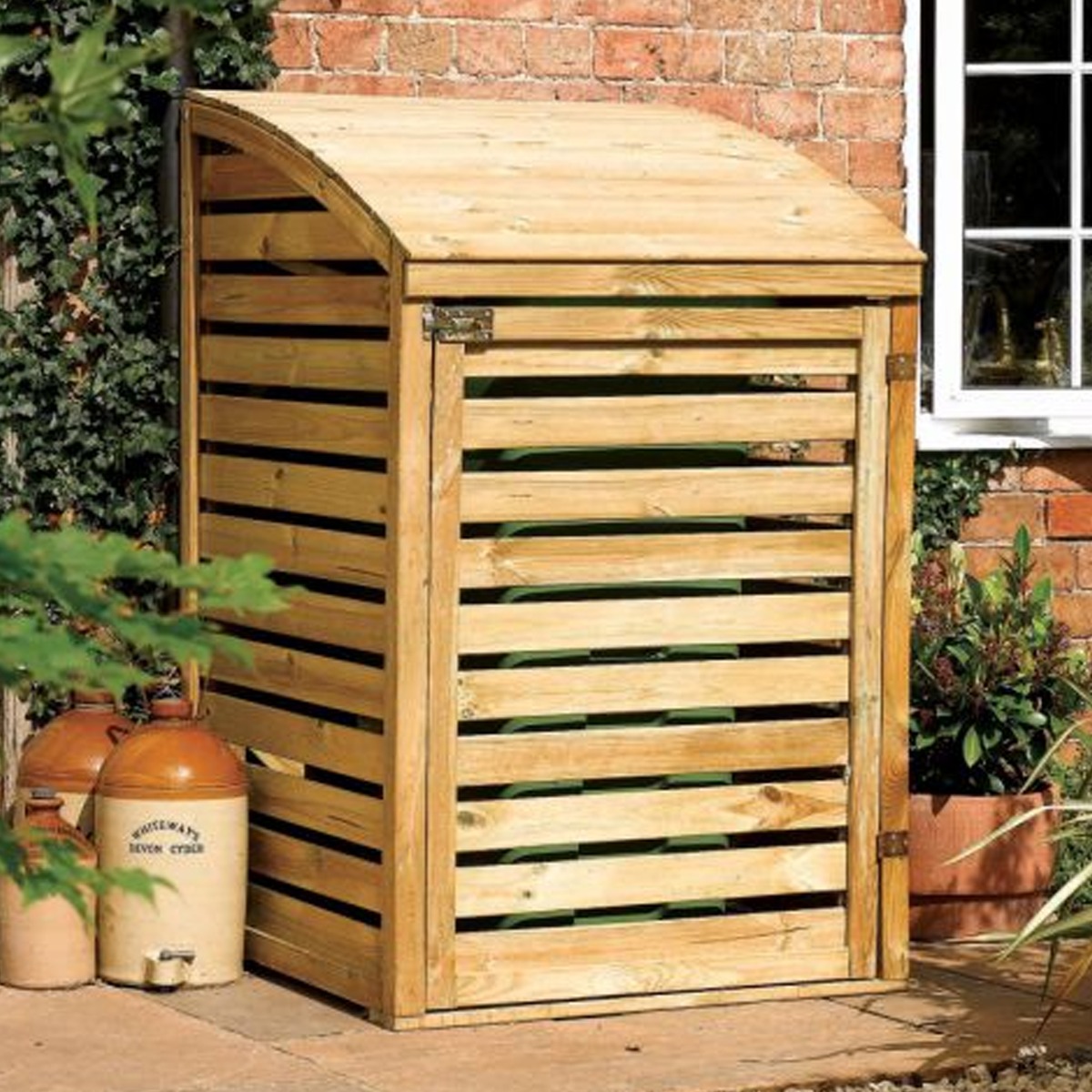 Wheelie Bin Storage Unit Fit Standard 240L Bins, Pressure Treated Timber Single Bin Store - Etta Gardens