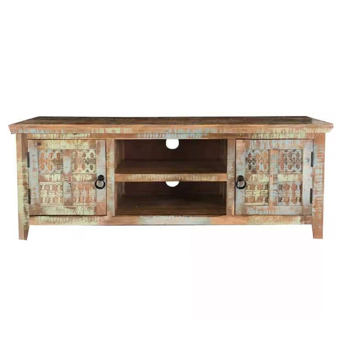 Bridgend Mango Wood Plasma TV Unit with 2 Door and Open Shelf - Brown - Cybil & Clive