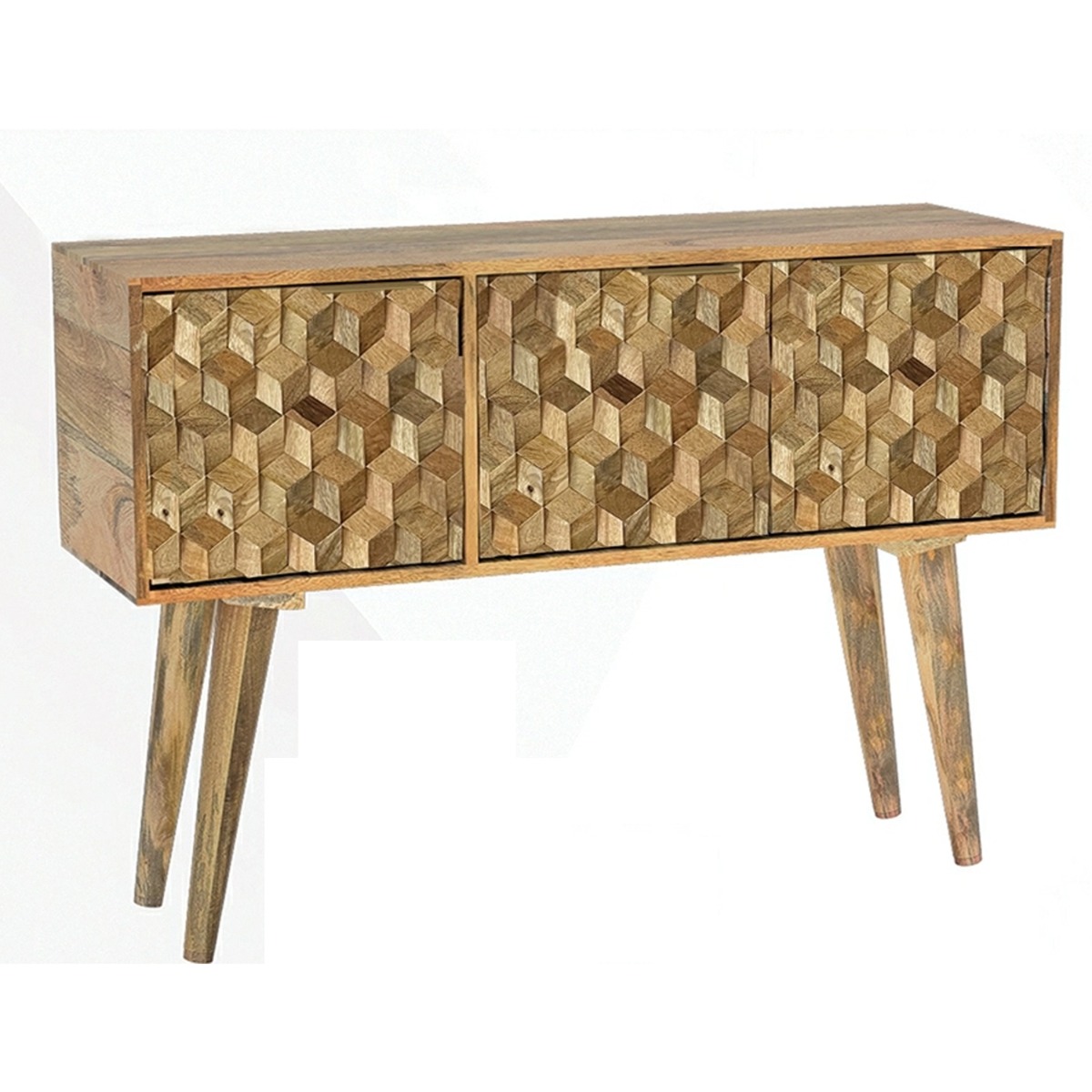 Geometric Design 3 Doors Sideboard - Brown - Cybil & Clive