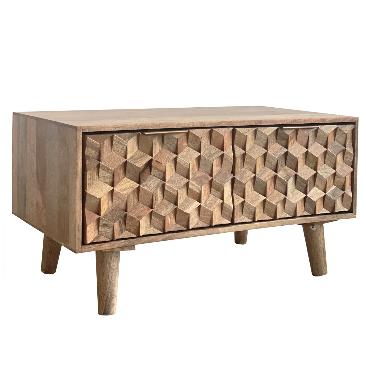 Geometric Design Coffee Table with Drawer - Brown - Cybil & Clive