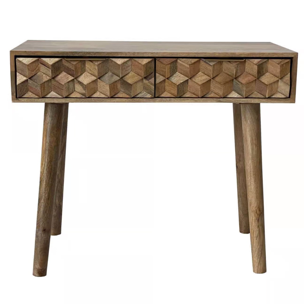 Geometric Design 2 Drawer Console Table - Brown - Cybil & Clive