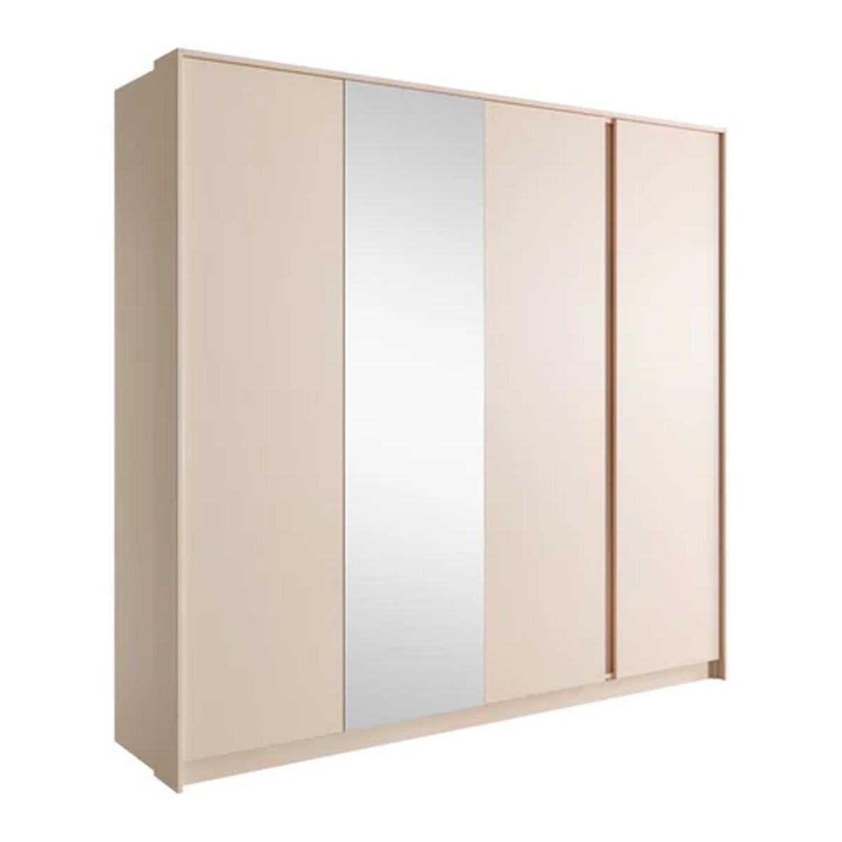 Wardrobe - DALLAS 4 Door Mirrored Wardrobe Beige 223cm - Art Nest
