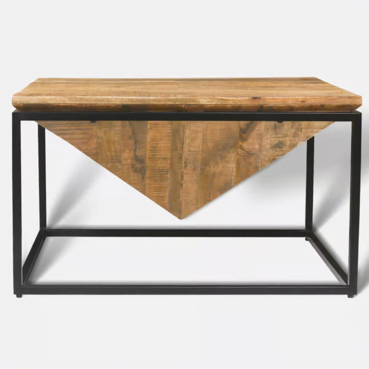 Barnsley Black Metal Frame Mango Wood Diamond Shape Coffee Table - Brown - Cybil & Clive