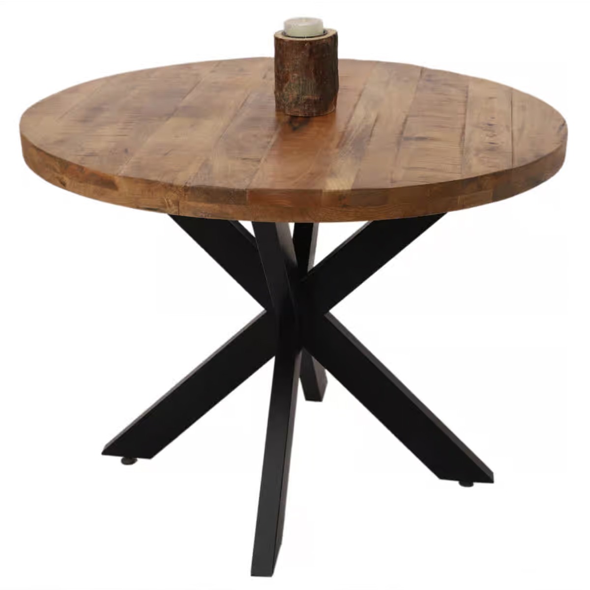 Barnsley Stylish Black X Shape Metal Frame Round Dining Table - Cybil & Clive