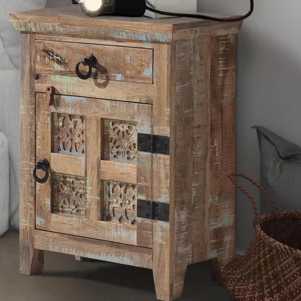 Bedside Table - BRIDGEND Right Hand Nightstand Brown 51cm - Cybil & Clive