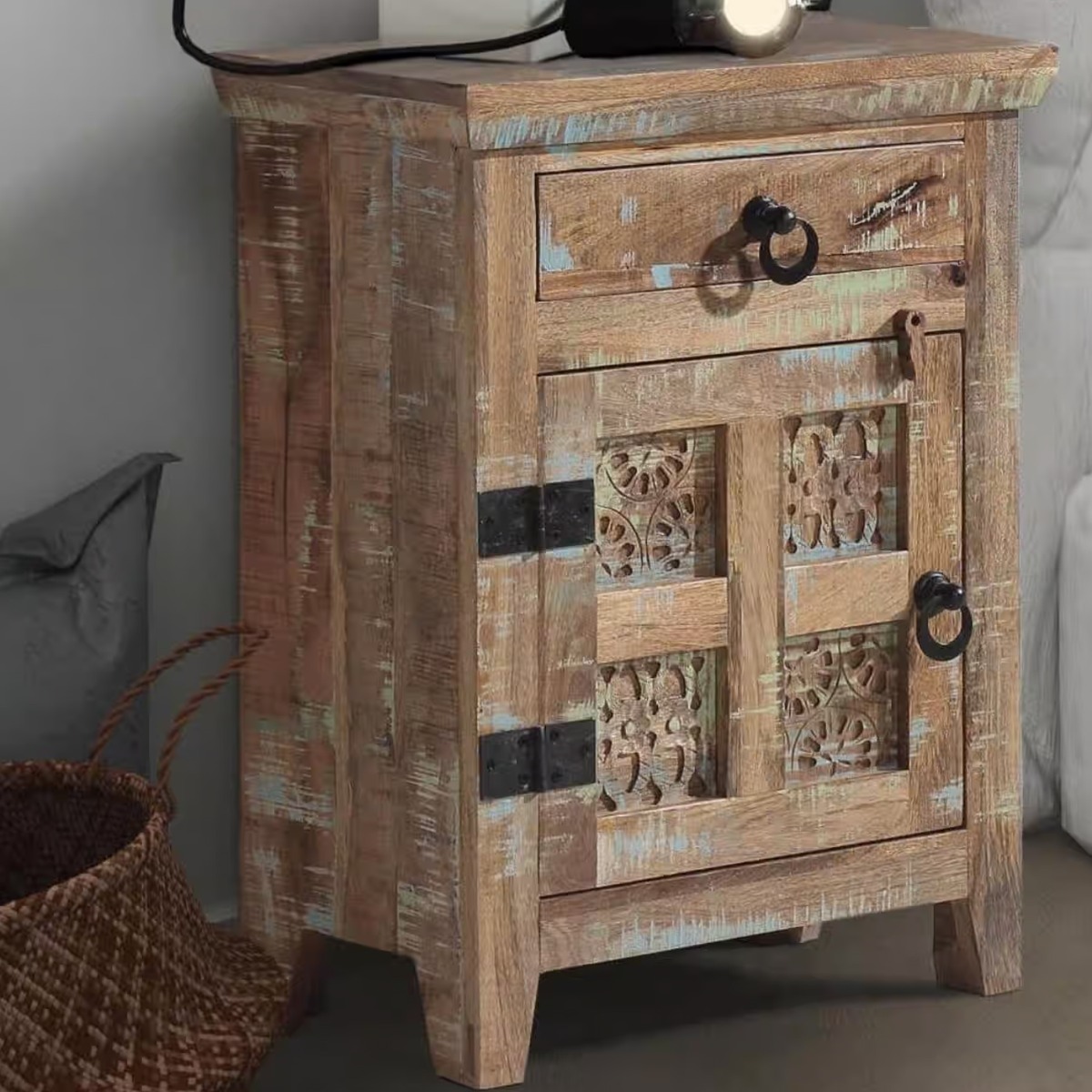 Bedside Table - BRIDGEND Left Hand Nightstand Brown 51cm - Cybil & Clive
