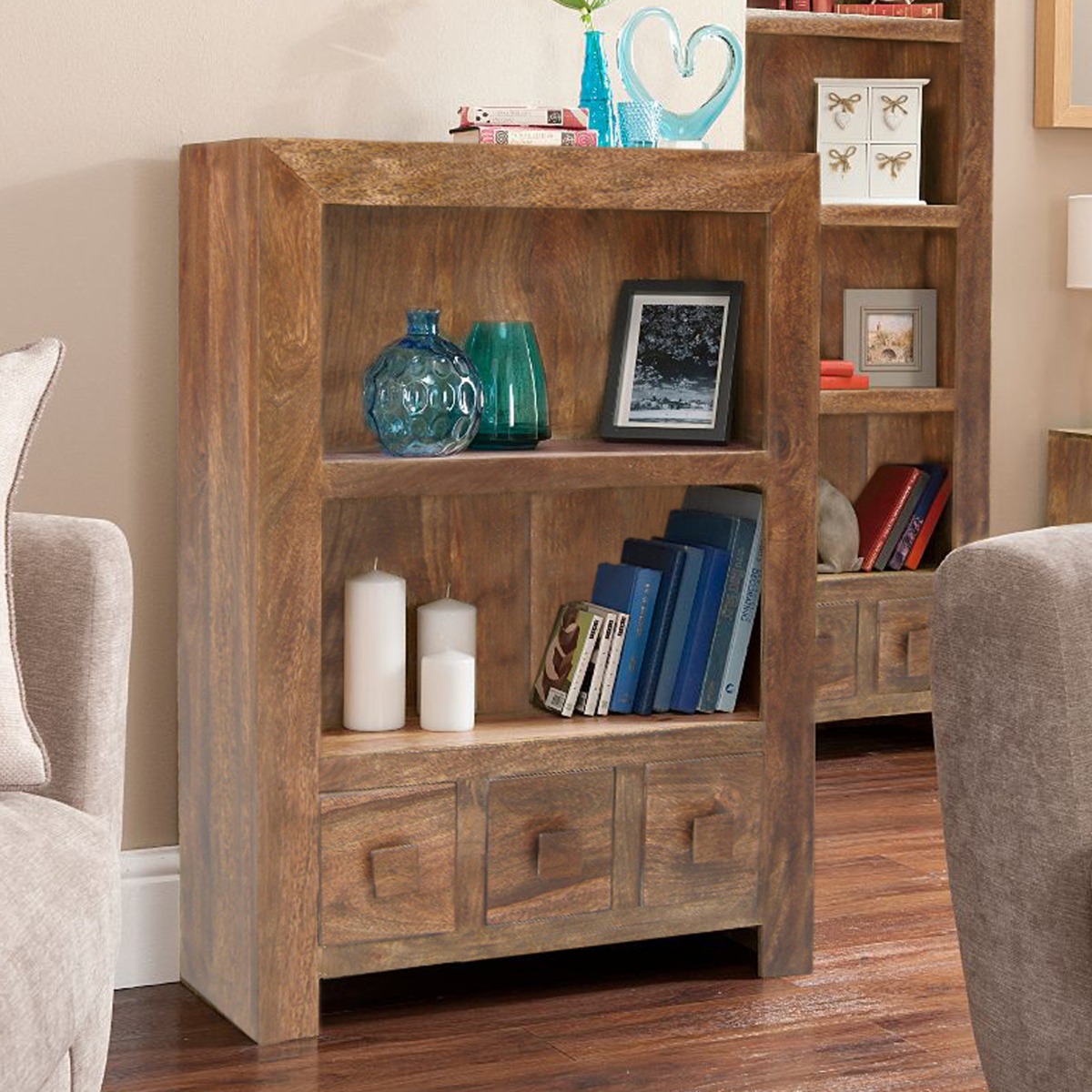 Delta Mango Wood Small Bookcase - Walnut - Cybil & Clive