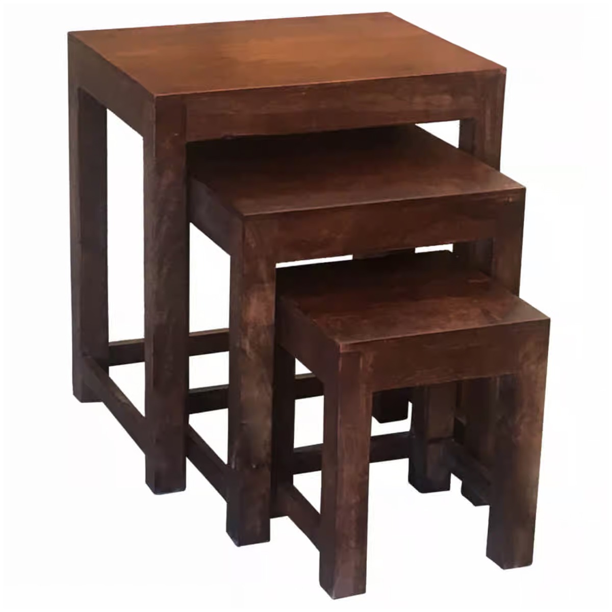 Delta Mango Wood Nest Of 3 Tables - Walnut - Cybil & Clive