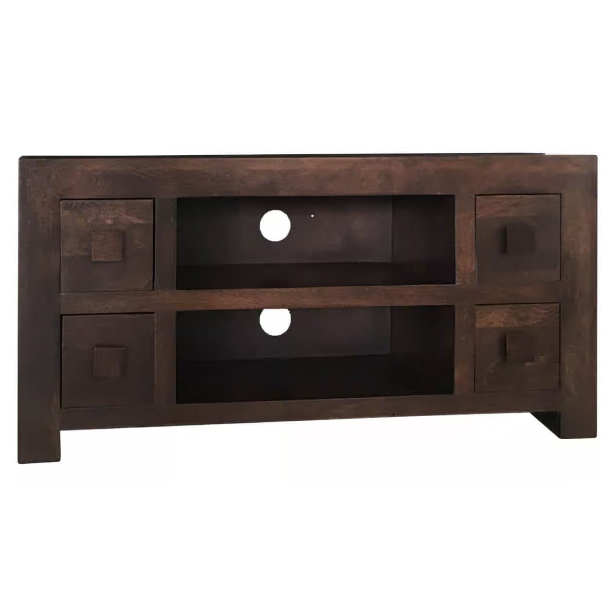Delta Mango Wood 110cm TV Unit with 4 Drawers and Open Shelf - Walnut - Cybil & Clive