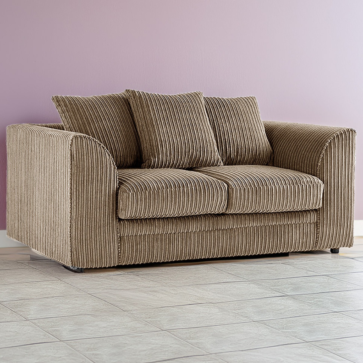 Desmond Jumbo Cord 2 Seater Scatterback Sofa - Coffee - Home Done