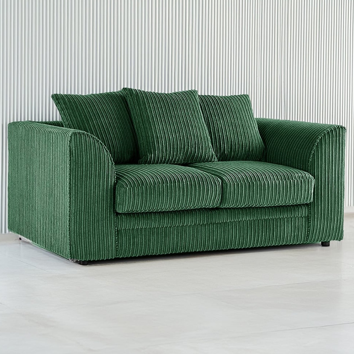 Desmond Jumbo Cord 2 Seater Scatterback Sofa - Green - Home Done