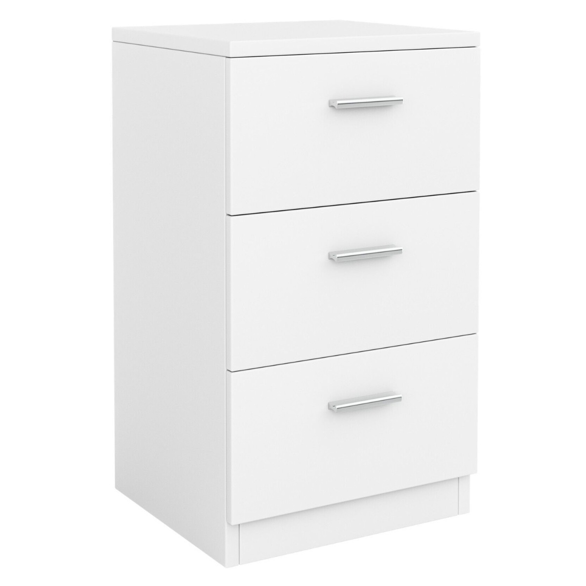 Bedside Table - SPACE 3 Drawer Nightstand White 34cm - Bedroom & More