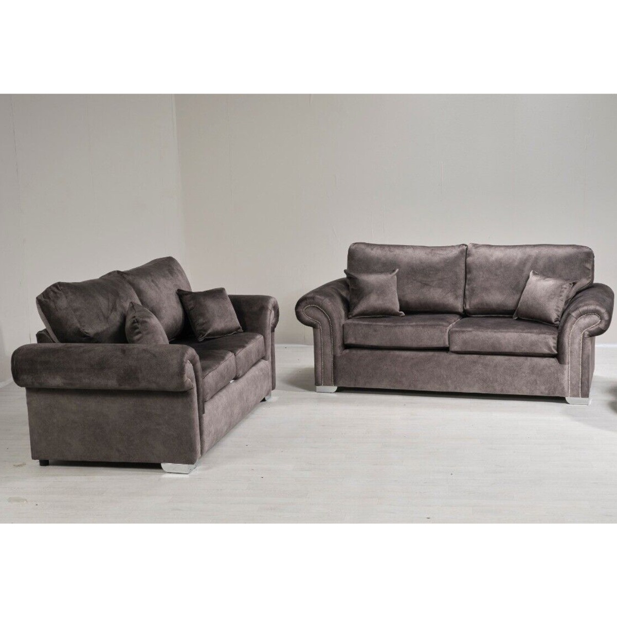 Lynda High Back Dapple Fabric 3 Seater and 2 Seater Sofa Set - Grey and Other Colour - Home Done