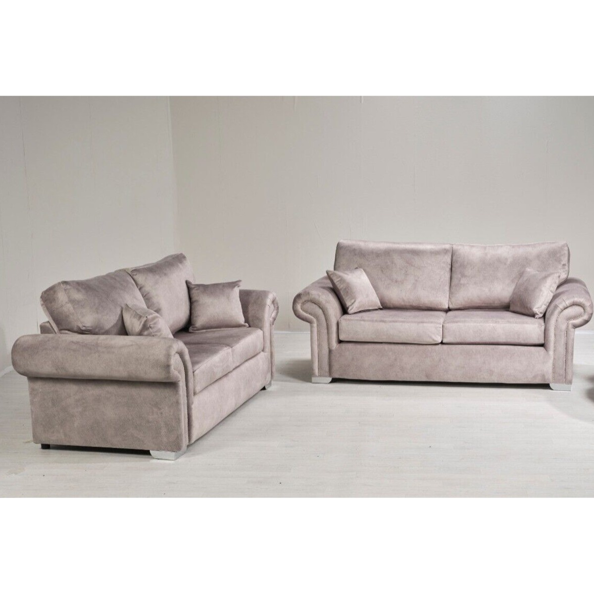 Lynda High Back Dapple Fabric 3 Seater and 2 Seater Sofa Set - Silver and Other Colour - Home Done