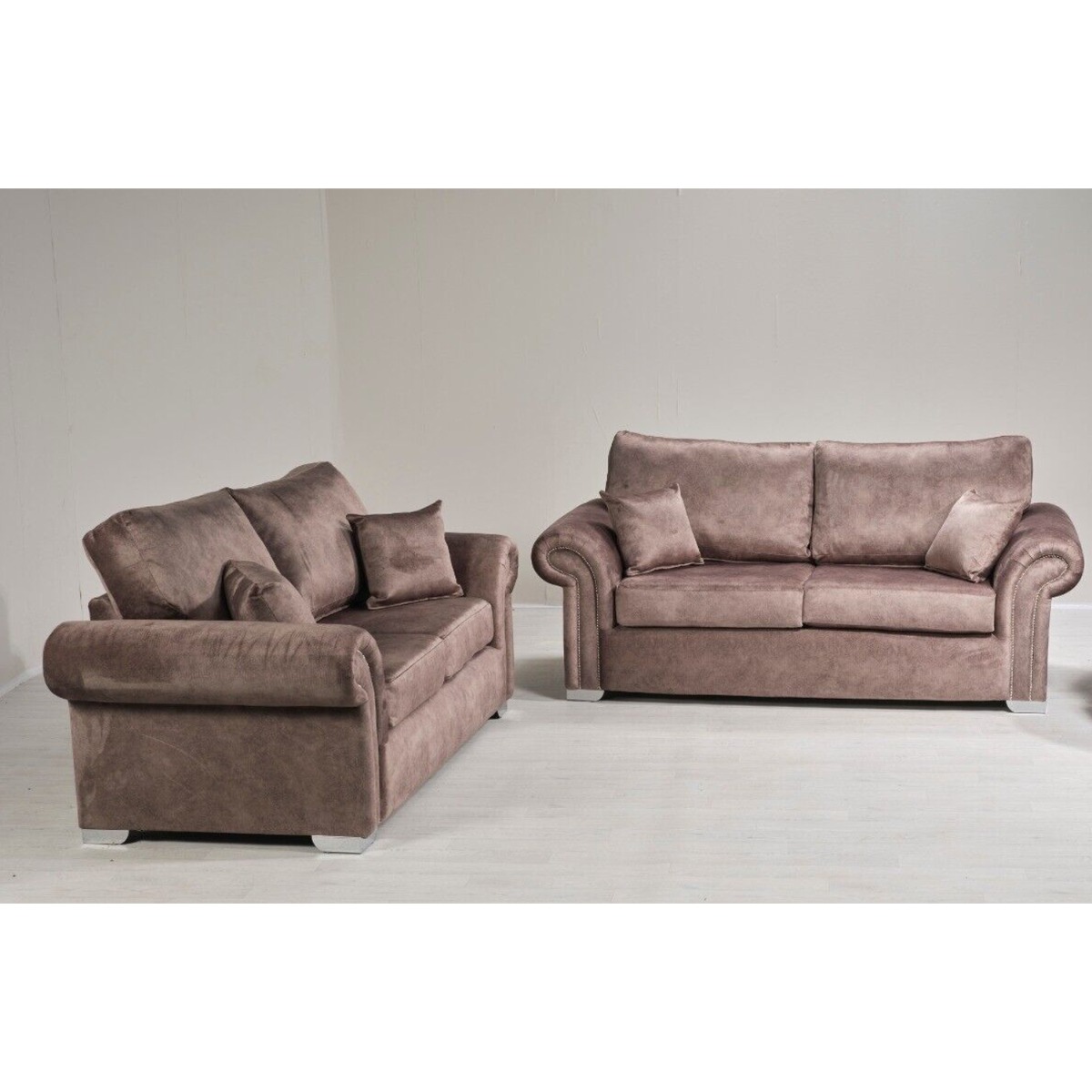 Lynda High Back Dapple Fabric 3 Seater and 2 Seater Sofa Set - Brown and Other Colour - Home Done