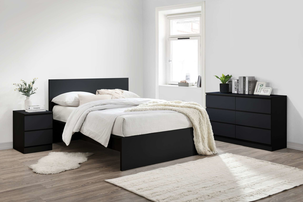 Streamlined Design Oslo Black Bed Frame - Kingsize 5ft - Birlea Essentials