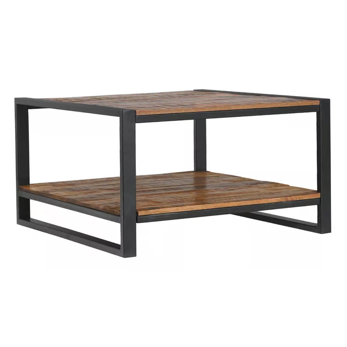 Industrial Style Mango Wood Square Coffee Table - Black and Brown - Cybil & Clive
