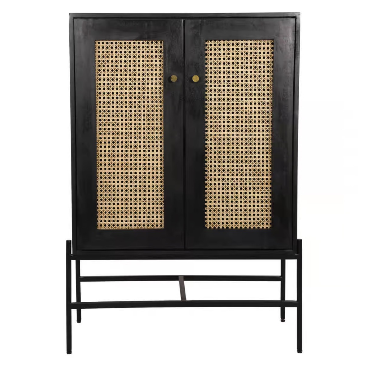 Rattan Design Dark Mango 2 Door Dresser - Black - Cybil & Clive