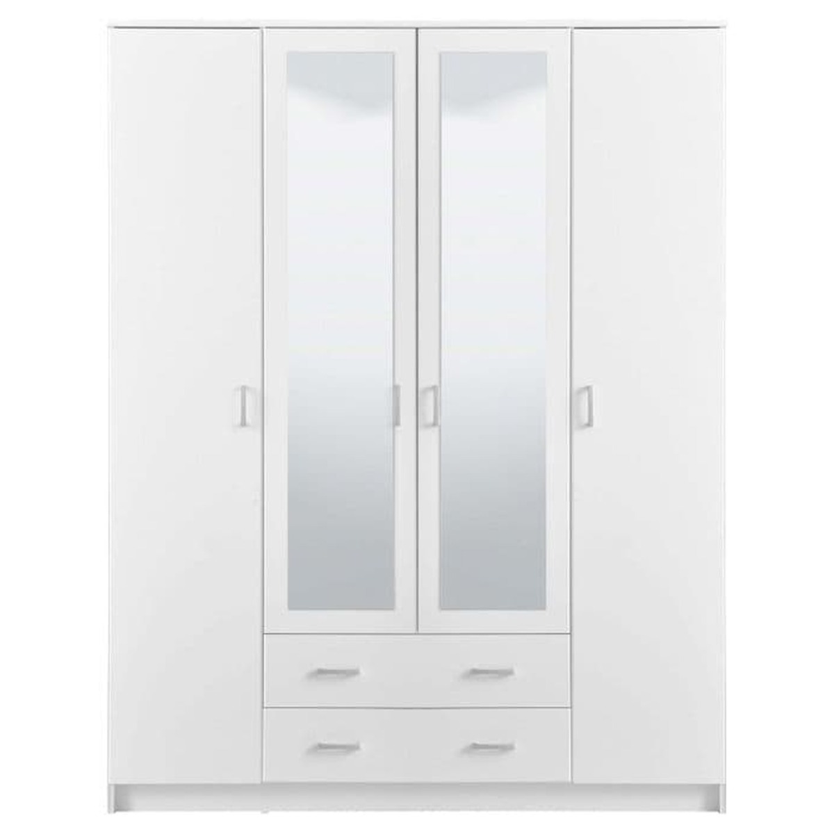 Wardrobe - BURLEIGH 4 Door Mirrored Wardrobe White 160cm - Dalton Home