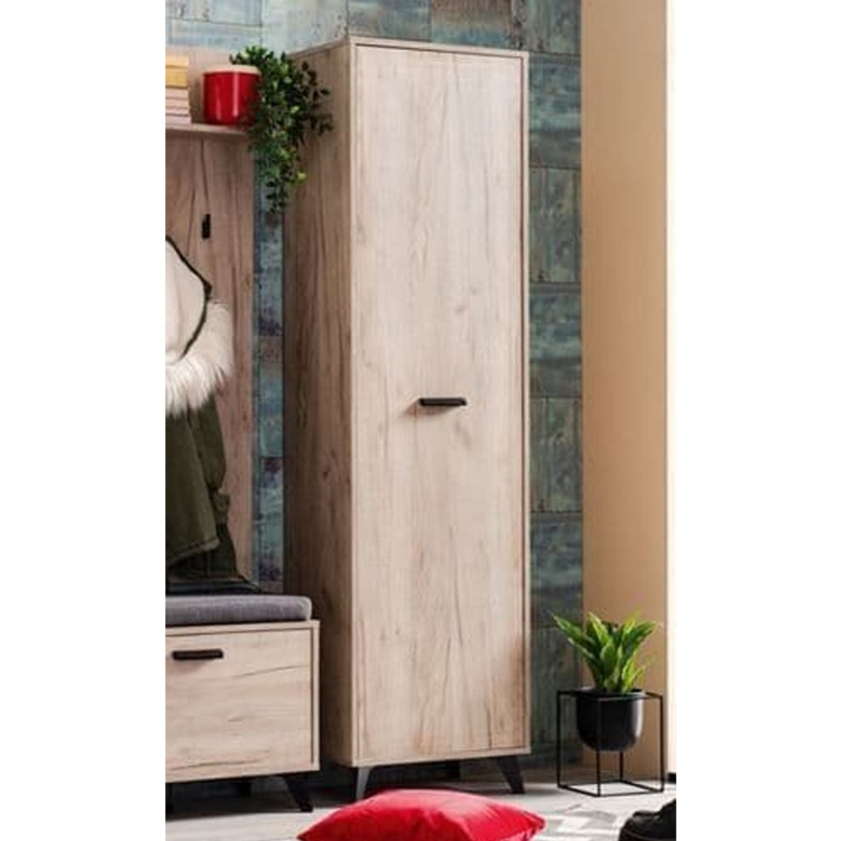Wardrobe - KIA 1 Door Wardrobe Grey Oak Finish 53.5cm - Dalton Home