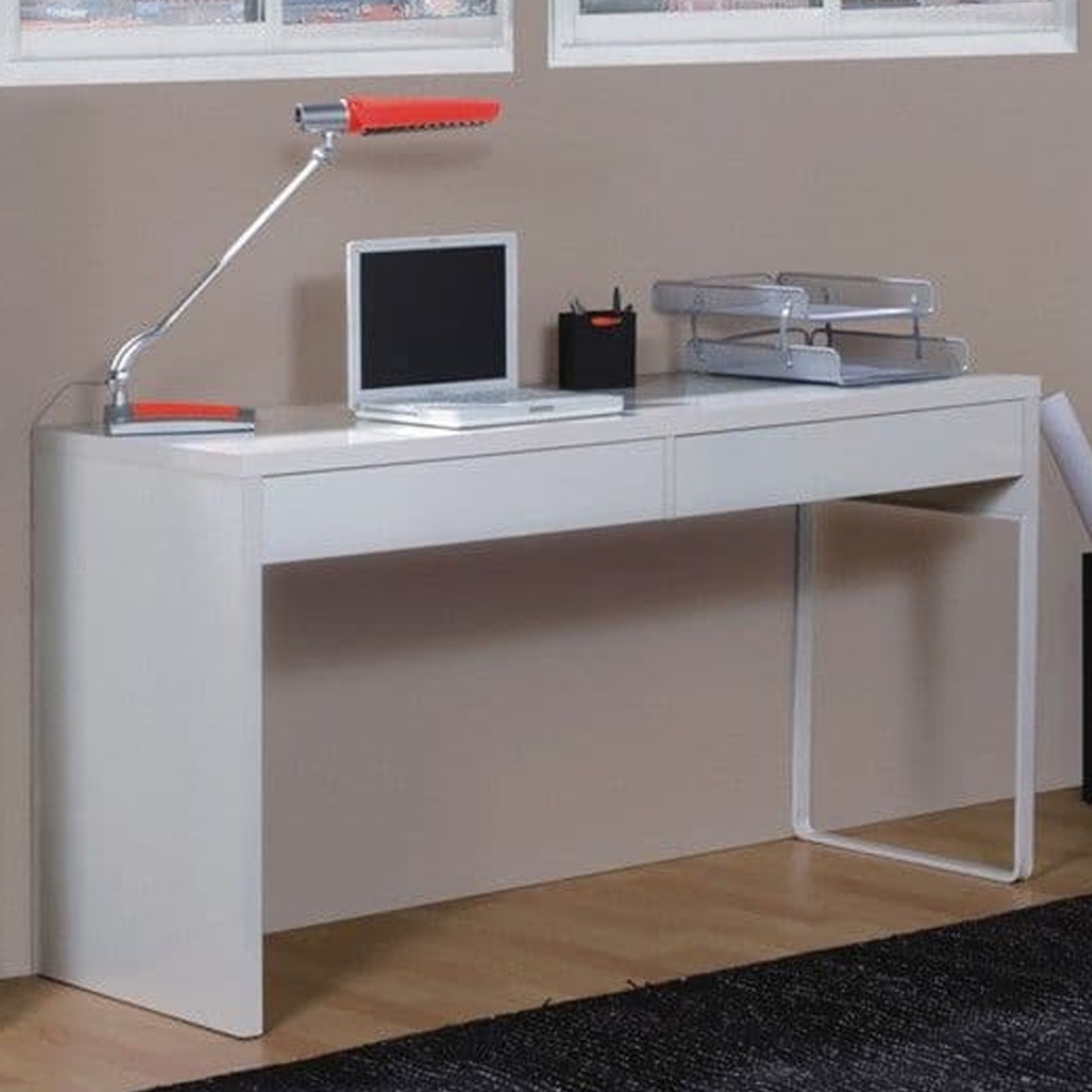 Burleigh 2 Drawers Computer Desk - White Finish - Dalton Home
