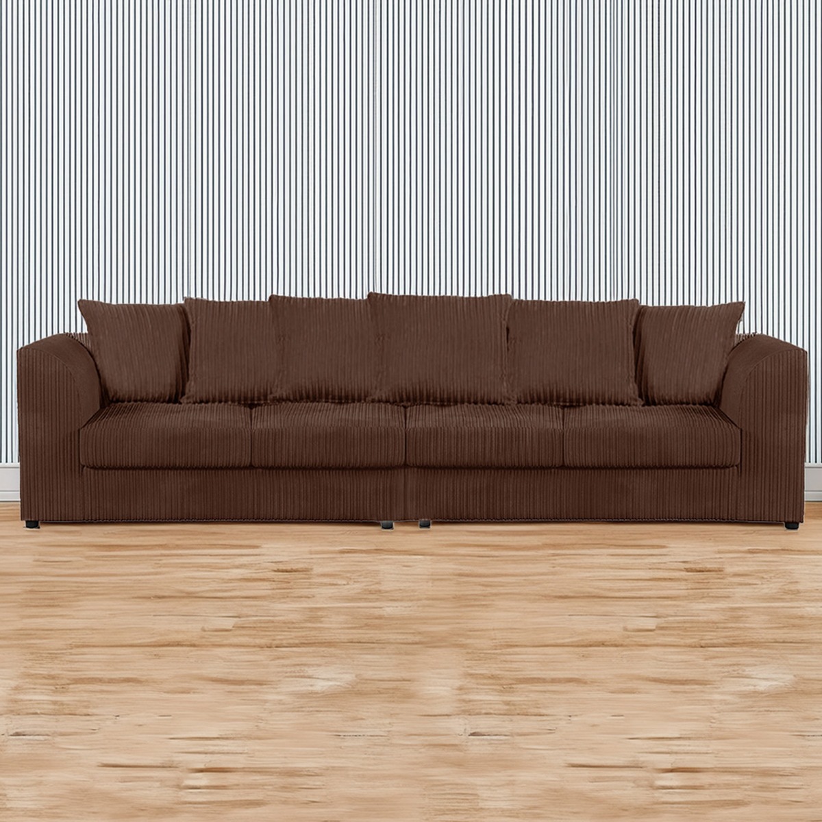 Desmond Jumbo Cord 4 Seater Scatterback Sofa - Chocolate Brown - Home Done