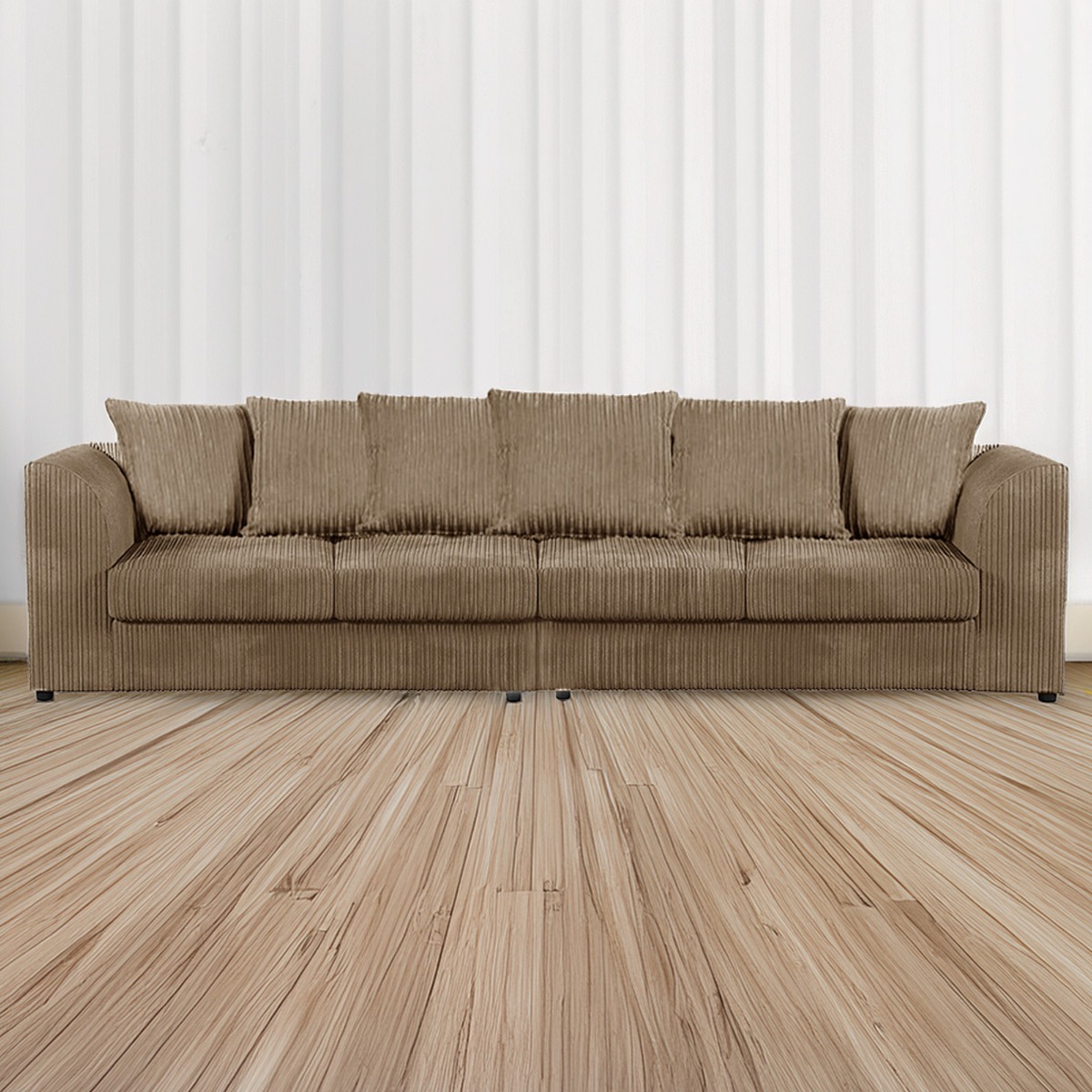 Desmond Jumbo Cord 4 Seater Scatterback Sofa - Coffee - Home Done