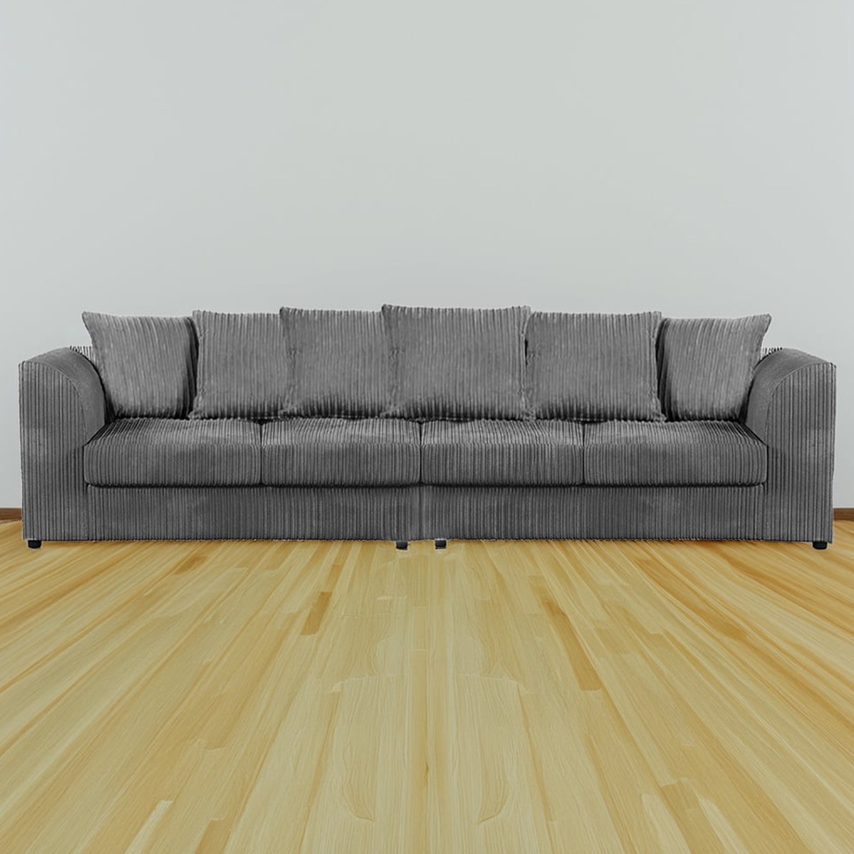 Desmond Jumbo Cord 4 Seater Scatterback Sofa - Grey - Home Done