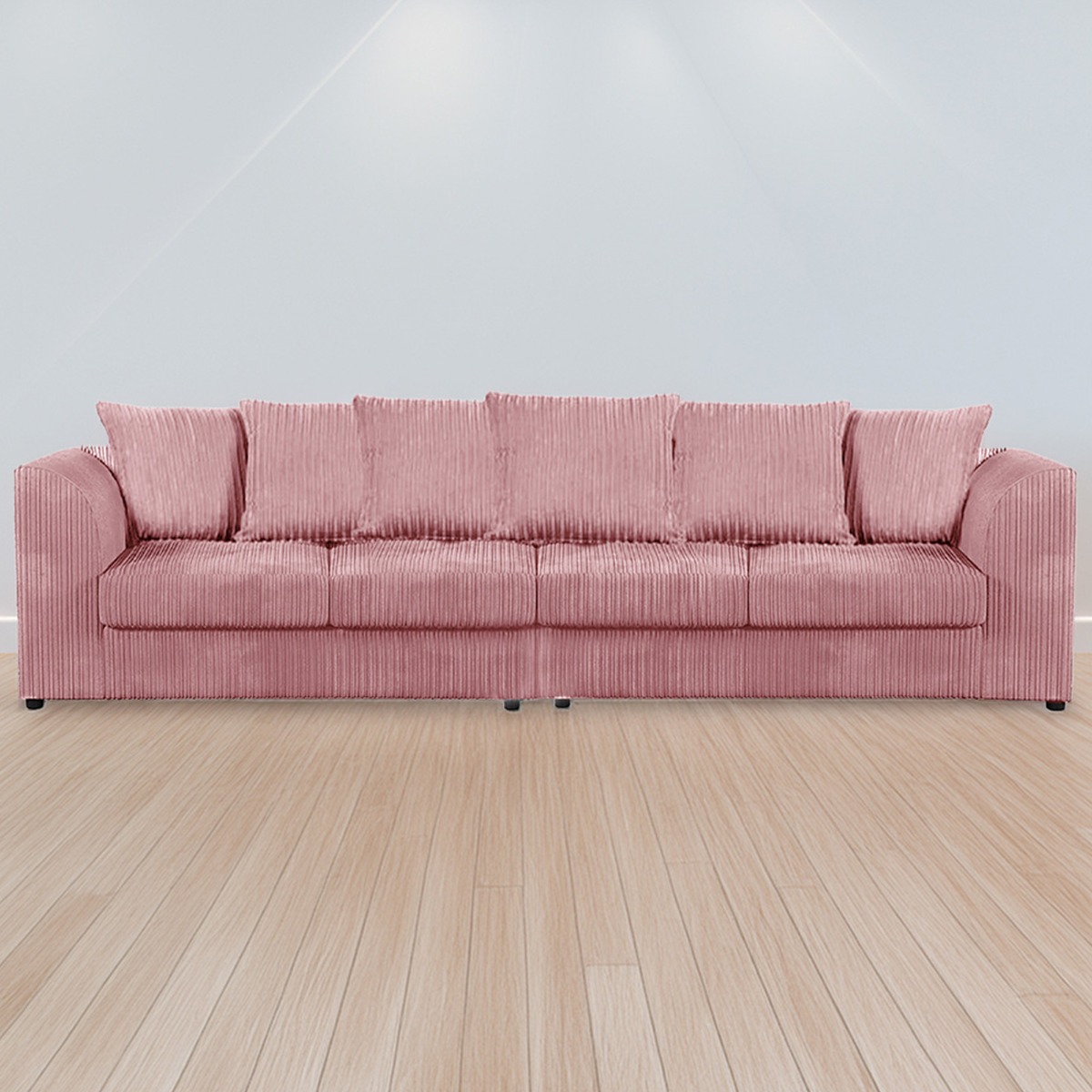 Desmond Jumbo Cord 4 Seater Scatterback Sofa - Pink - Home Done