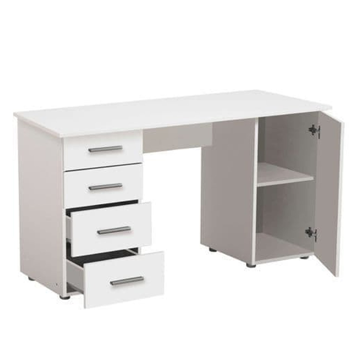 Modern Sleek Design 4 Drawers Computer Desk - Matt White - Dalton Home