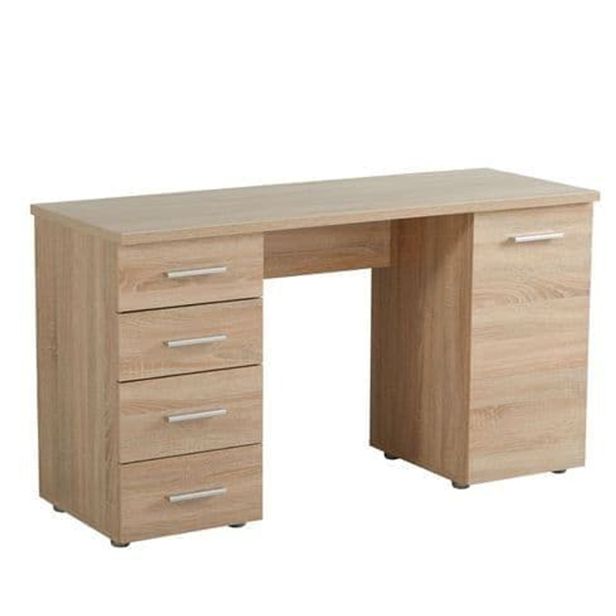 Modern Sleek Design 4 Drawers Computer Desk - Oak Effect - Dalton Home
