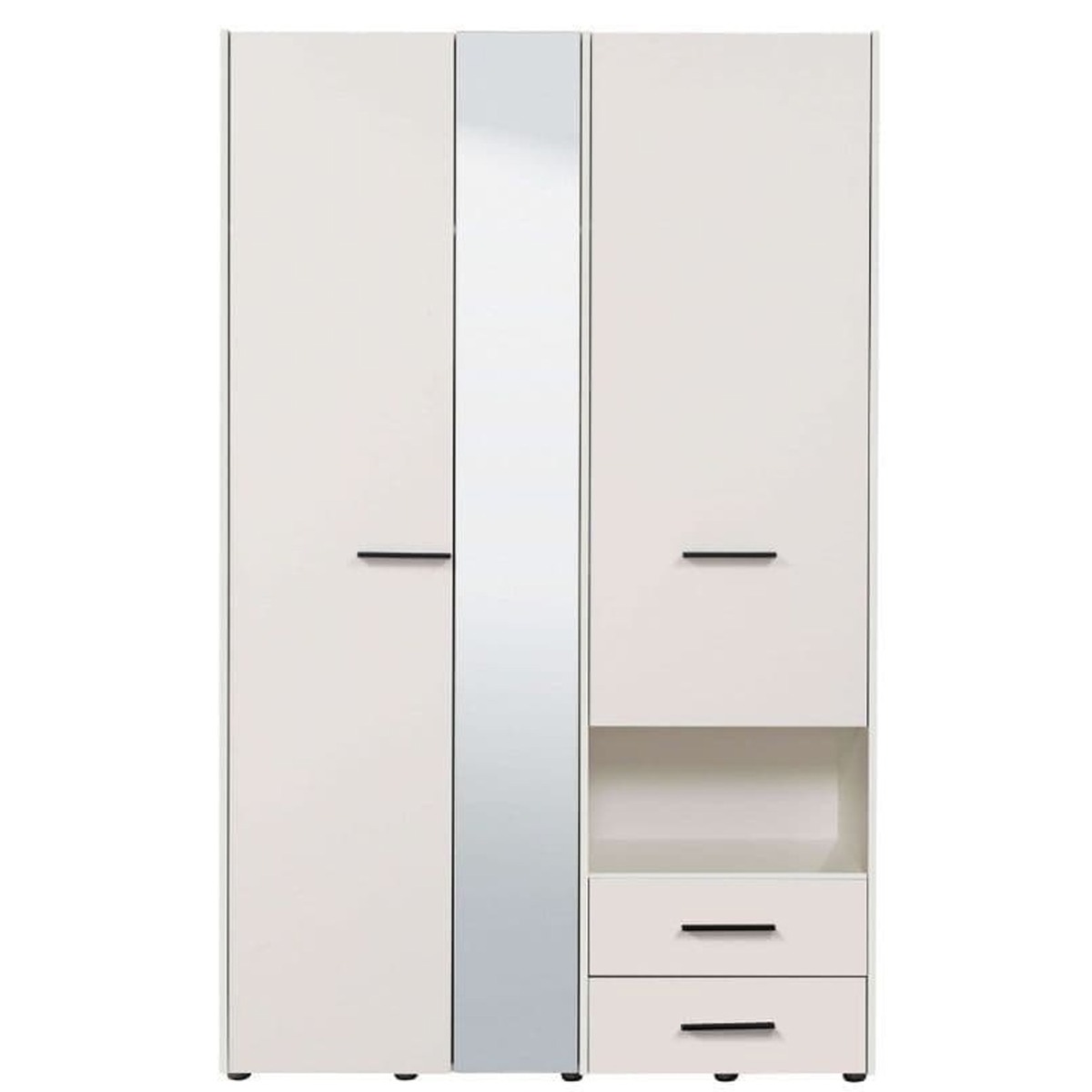 Wardrobe - HIGHAM 3 Door Mirrored Wardrobe White 127.5cm - Dalton Home