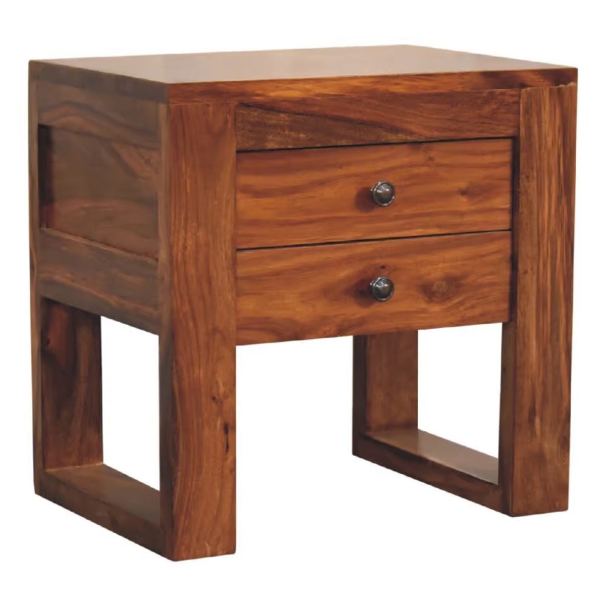 Bedside Table - CROMER 2 Drawer Nightstand Honey 40cm - Beasley & Sons