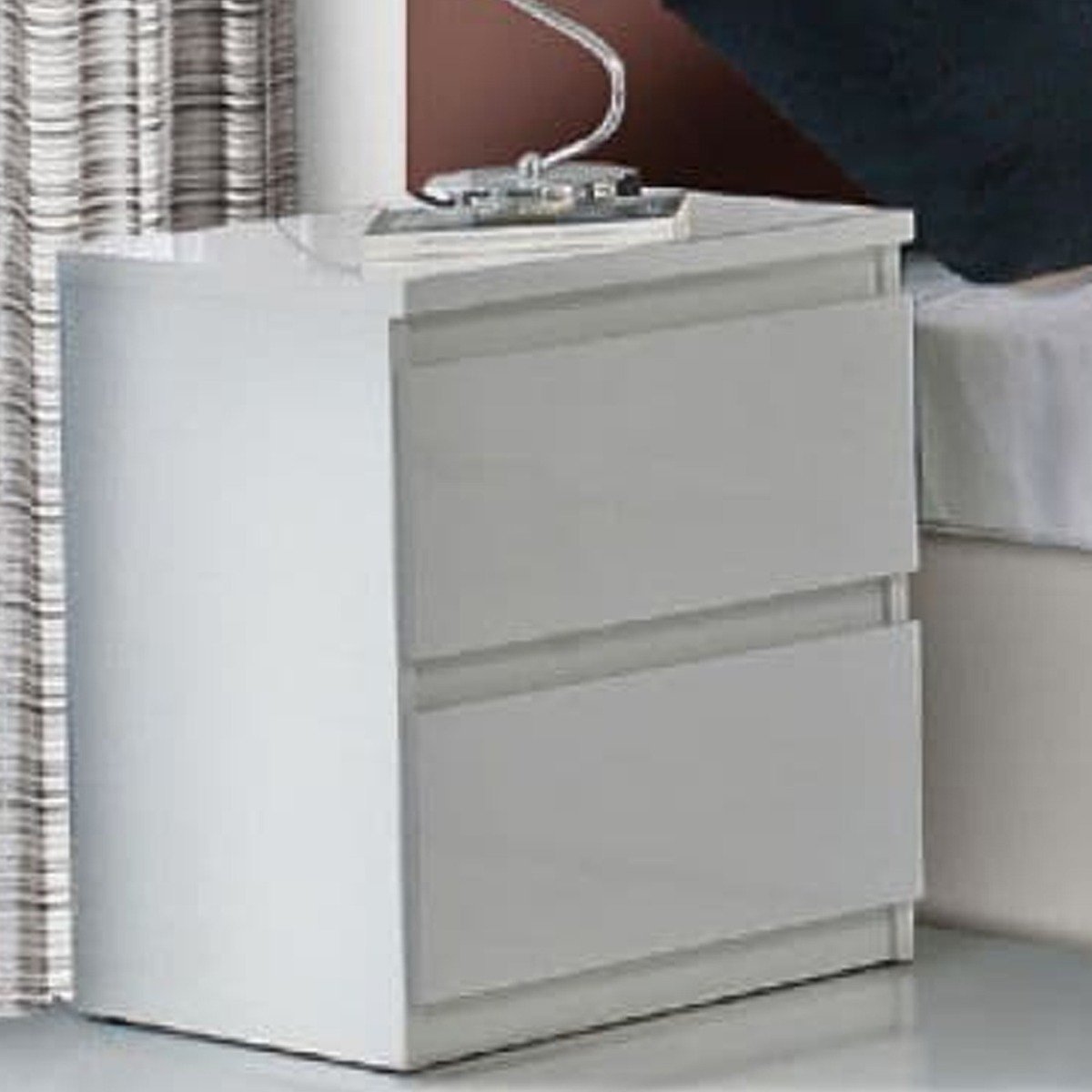 Bedside Table - FISHER 2 Drawer Nightstand White 41.8cm - Dalton Home