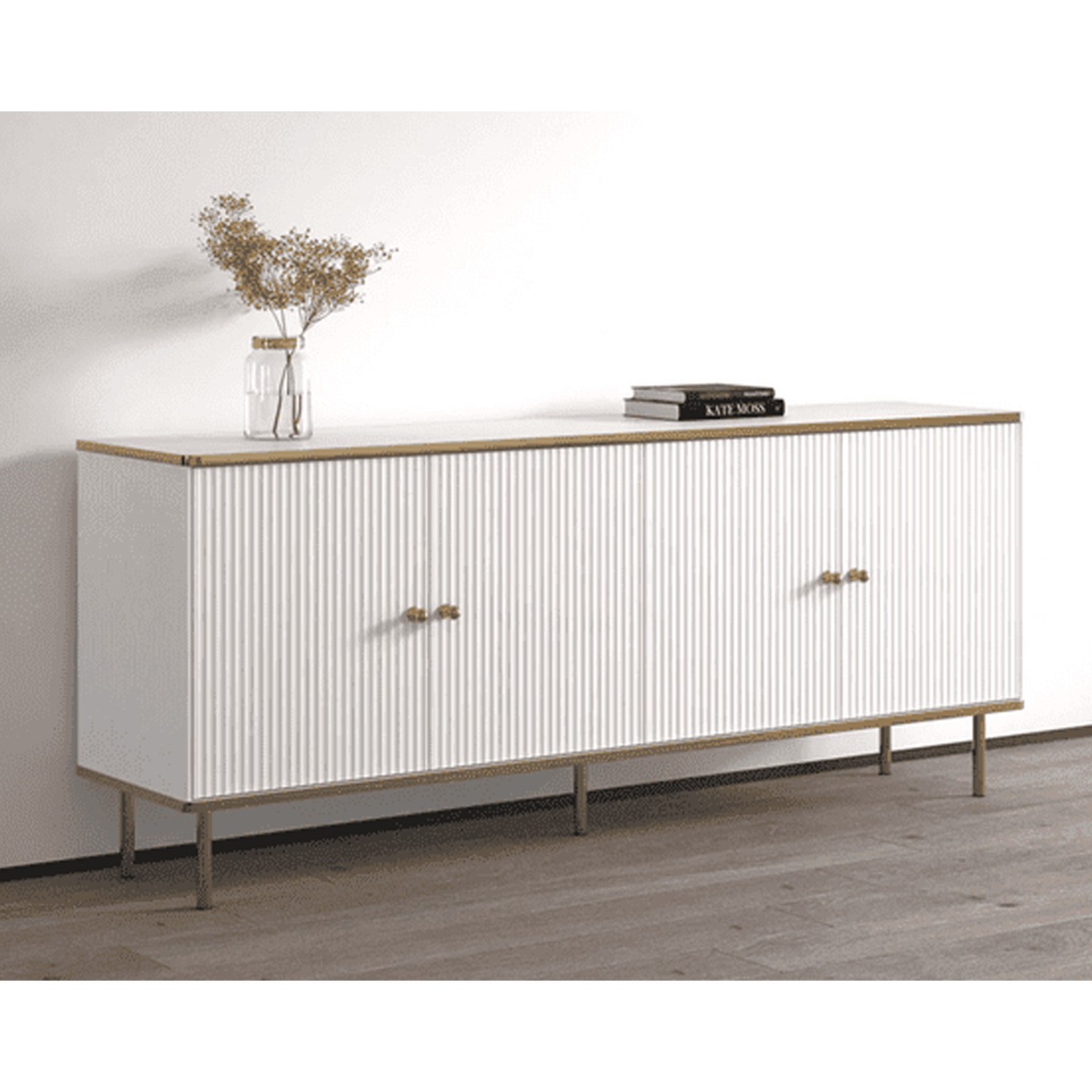 Eldawy Gold Touch 4 Door Wide Sideboard - White - Dalton Home